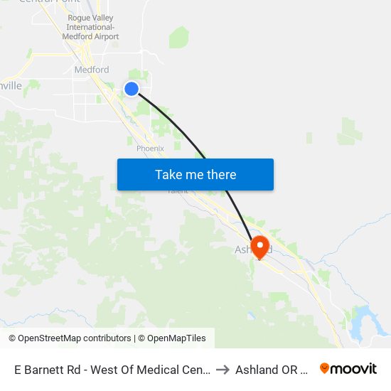 E Barnett Rd - West Of Medical Center Dr to Ashland OR USA map