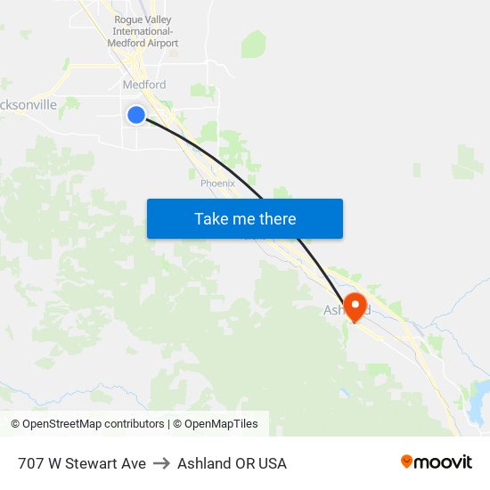 707 W Stewart Ave to Ashland OR USA map
