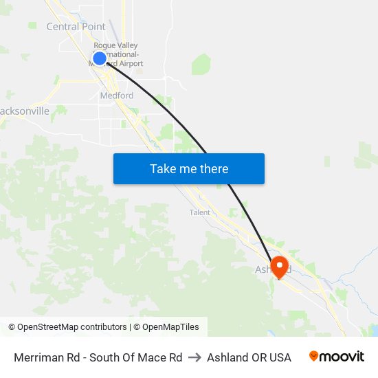 Merriman Rd - South Of Mace Rd to Ashland OR USA map