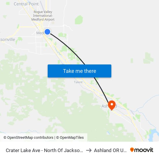 Crater Lake Ave - North Of Jackson St to Ashland OR USA map