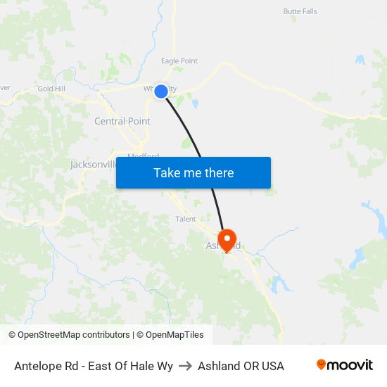 Antelope Rd - East Of Hale Wy to Ashland OR USA map