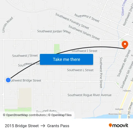 2015 Bridge Street to Grants Pass map