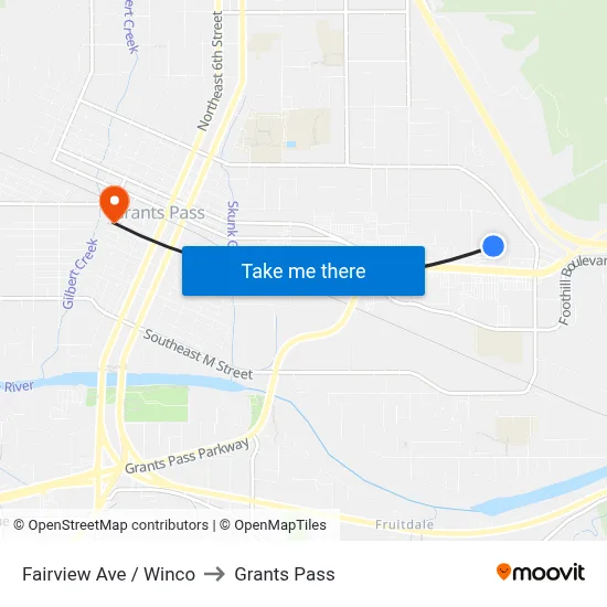 Fairview Ave / Winco to Grants Pass map