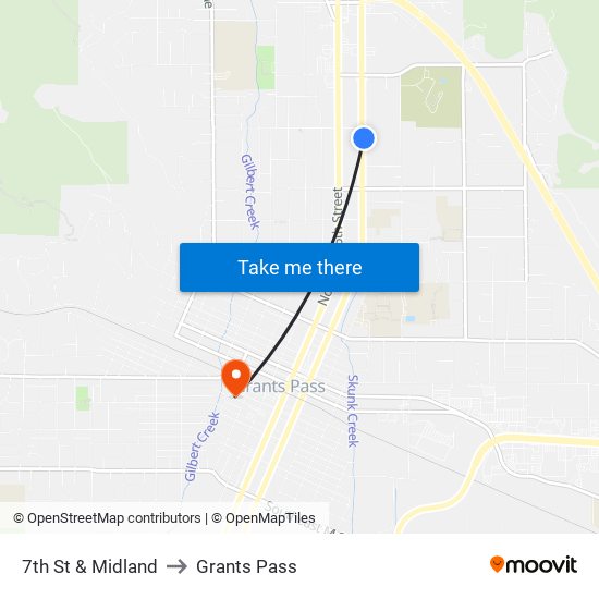 7th St & Midland to Grants Pass map