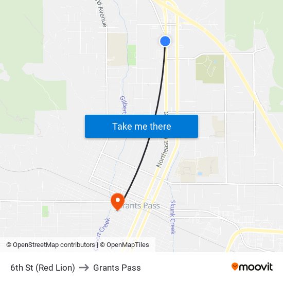 6th St / Urgent Care to Grants Pass map