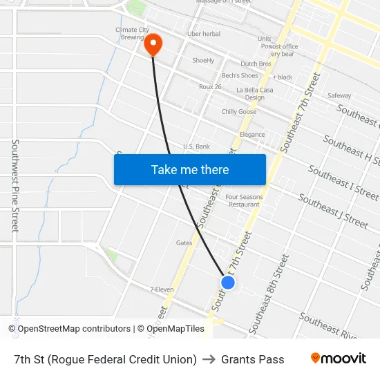 7th St (Rogue Federal Credit Union) to Grants Pass map