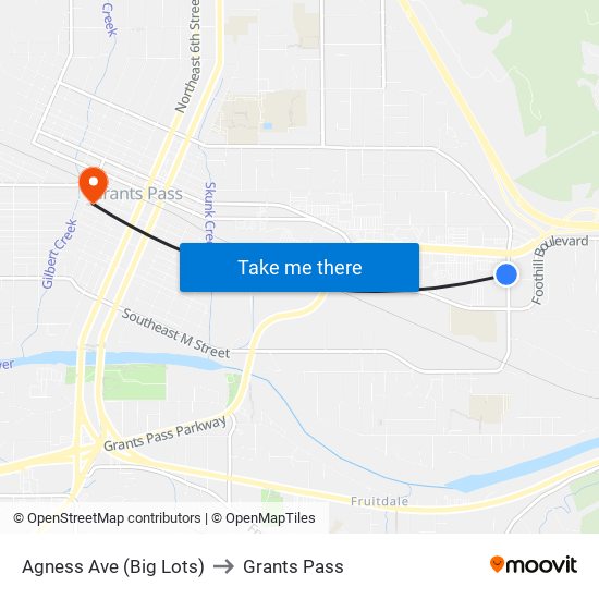 Agness Ave (Big Lots) to Grants Pass map
