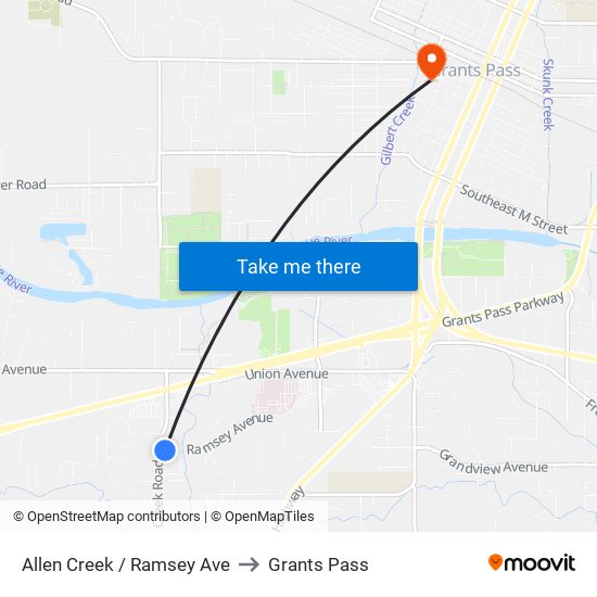 Allen Creek & Ramsey (Creekside Center) to Grants Pass map