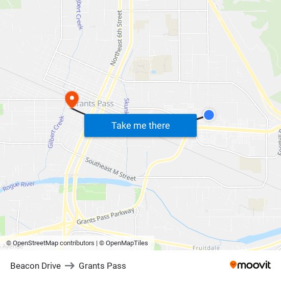 Beacon Dr (Goodwill) to Grants Pass map