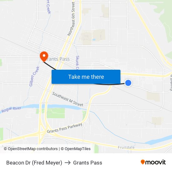 Beacon Dr (Fred Meyer) to Grants Pass map