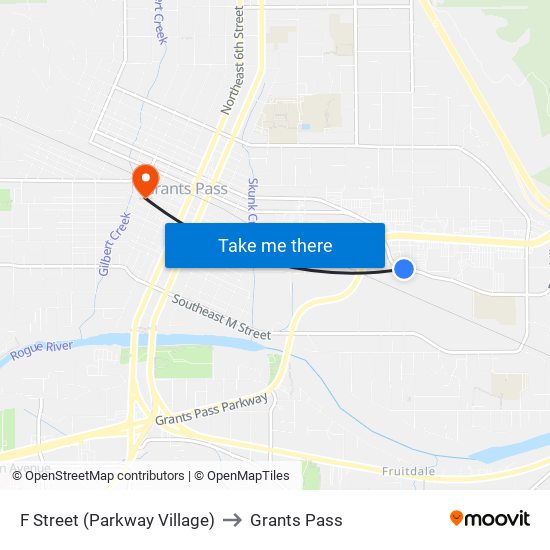 F Street (Parkway Village) to Grants Pass map