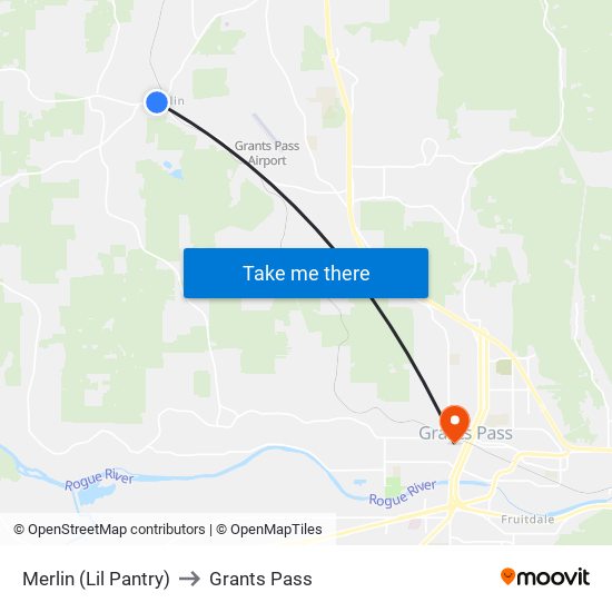 Merlin (Lil Pantry) to Grants Pass map