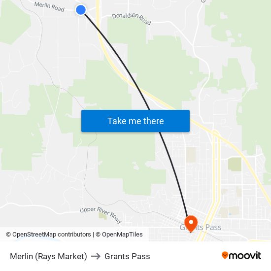 Merlin (Rays Market) to Grants Pass map