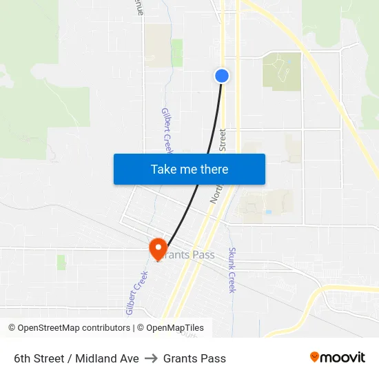 6th Street / Midland Ave to Grants Pass map