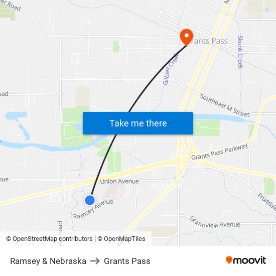 Ramsey & Nebraska (Womens Clinic) to Grants Pass map