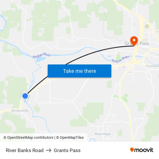 River Banks Road to Grants Pass map