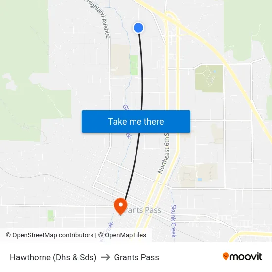 Hawthorne (Dhs & Sds) to Grants Pass map