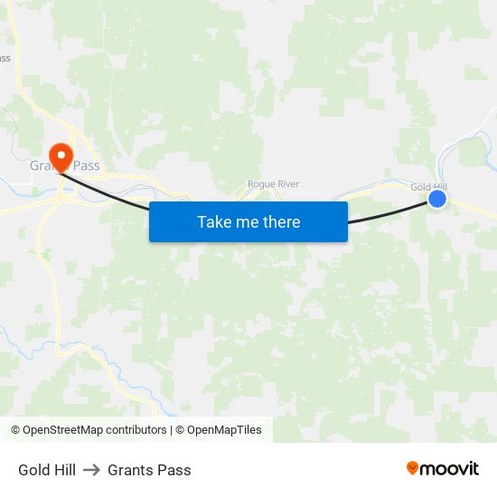 Gold Hill to Grants Pass map