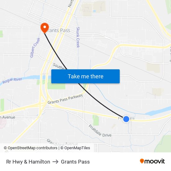 Rr Hwy & Hamilton to Grants Pass map