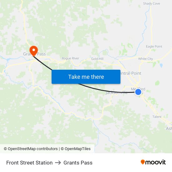 Front Street Station to Grants Pass map