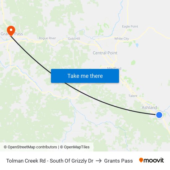 Tolman Creek Rd - South Of Grizzly Dr to Grants Pass map