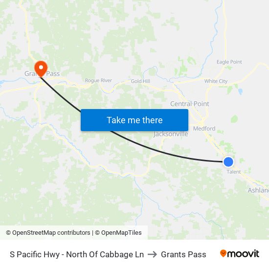 S Pacific Hwy - North Of Cabbage Ln to Grants Pass map