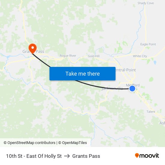 10th St - East Of Holly St to Grants Pass map