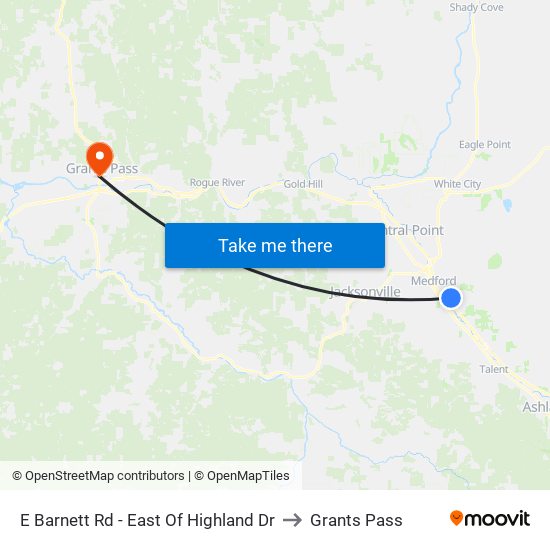 E Barnett Rd - East Of Highland Dr to Grants Pass map