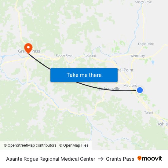 Asante Rogue Regional Medical Center to Grants Pass map