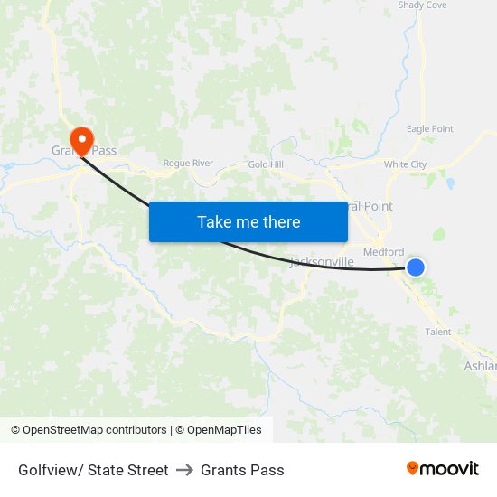 Golfview/ State Street to Grants Pass map