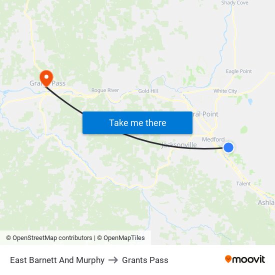 East Barnett And Murphy to Grants Pass map