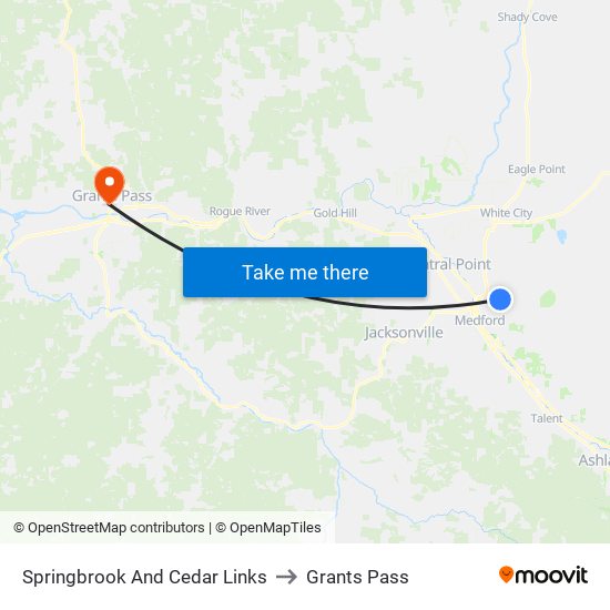 Springbrook And Cedar Links to Grants Pass map