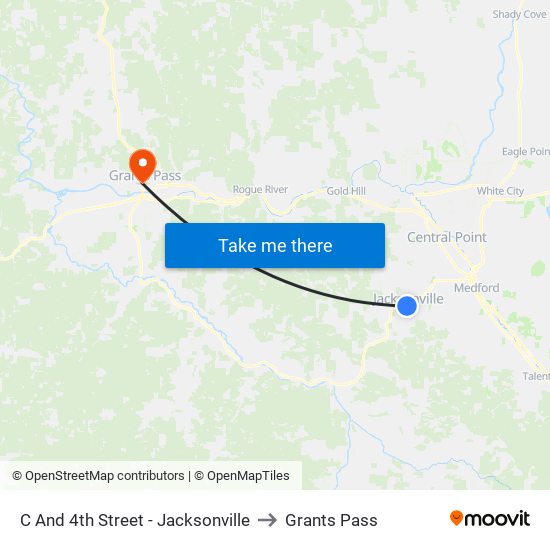 C And 4th Street - Jacksonville to Grants Pass map