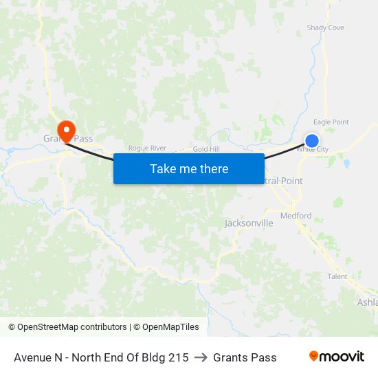 Avenue N - North End Of Bldg 215 to Grants Pass map