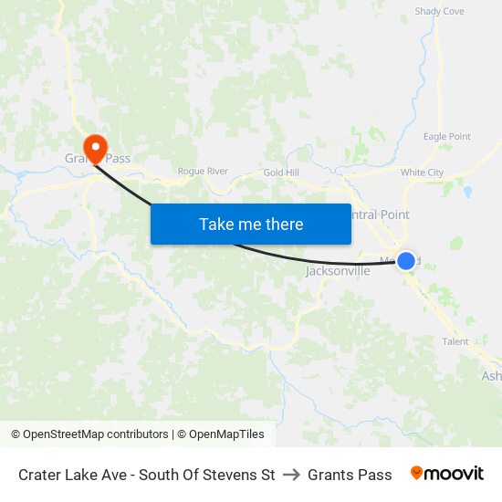 Crater Lake Ave - South Of Stevens St to Grants Pass map