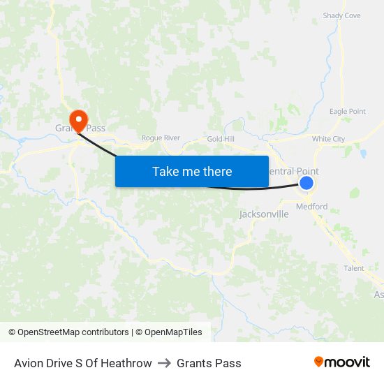 Avion Drive S Of Heathrow to Grants Pass map