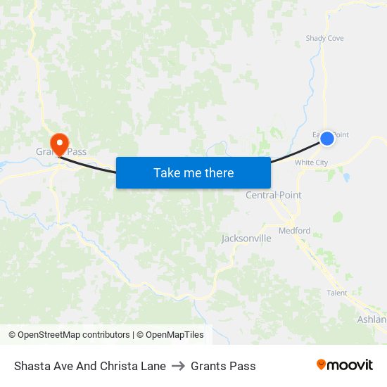 Shasta Ave And Christa Lane to Grants Pass map
