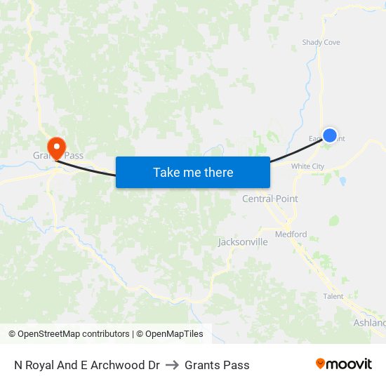 N Royal And E Archwood Dr to Grants Pass map