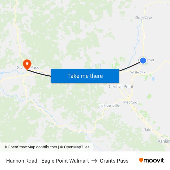 Hannon Road - Eagle Point Walmart to Grants Pass map