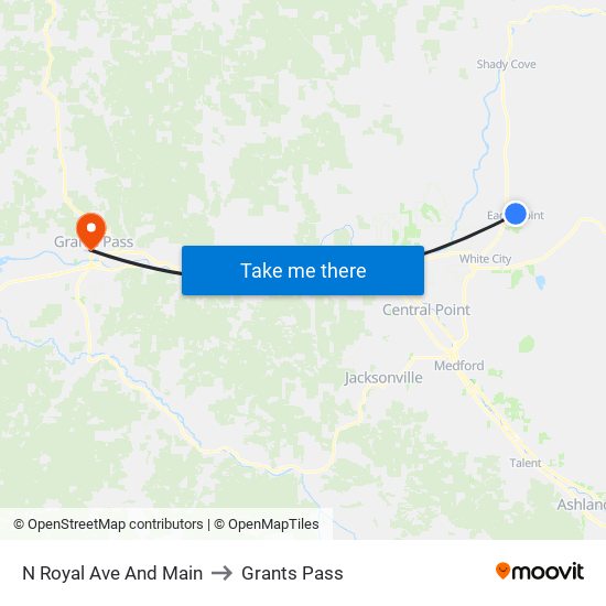 N Royal Ave And Main to Grants Pass map