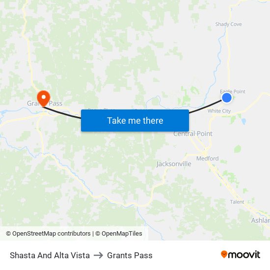 Shasta And Alta Vista to Grants Pass map