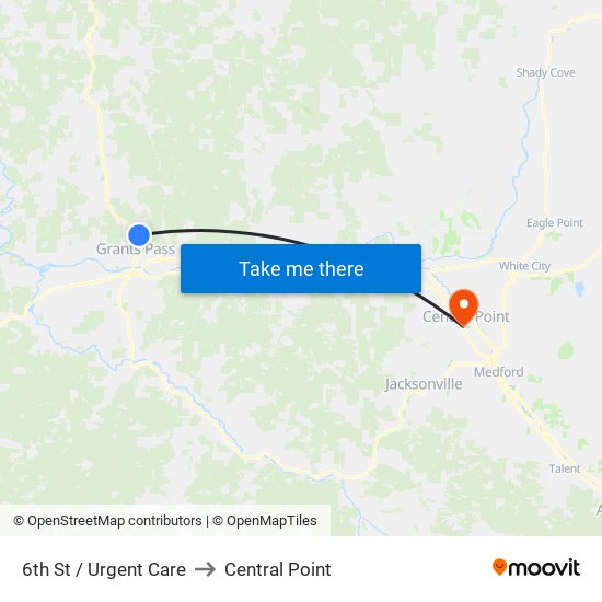6th St / Urgent Care to Central Point map
