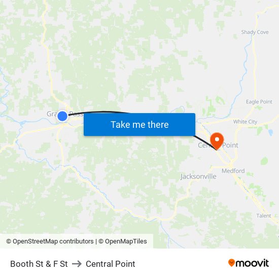 Booth St & F St to Central Point map