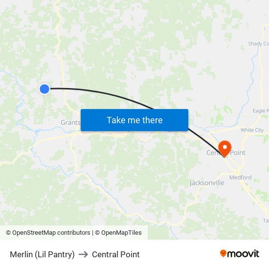 Merlin (Lil Pantry) to Central Point map