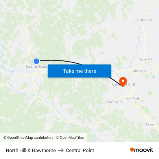 North Hill & Hawthorne to Central Point map