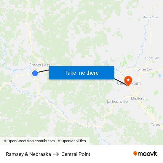 Ramsey & Nebraska to Central Point map