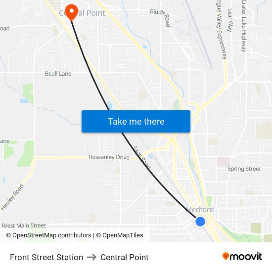 Front Street Station to Central Point map