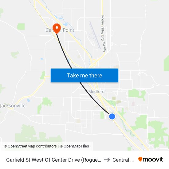 Garfield St West Of Center Drive (Rogue Credit Union) to Central Point map