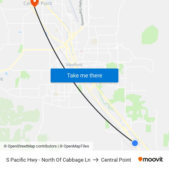 S Pacific Hwy - North Of Cabbage Ln to Central Point map