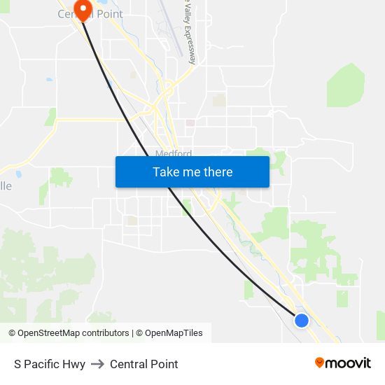 S Pacific Hwy to Central Point map